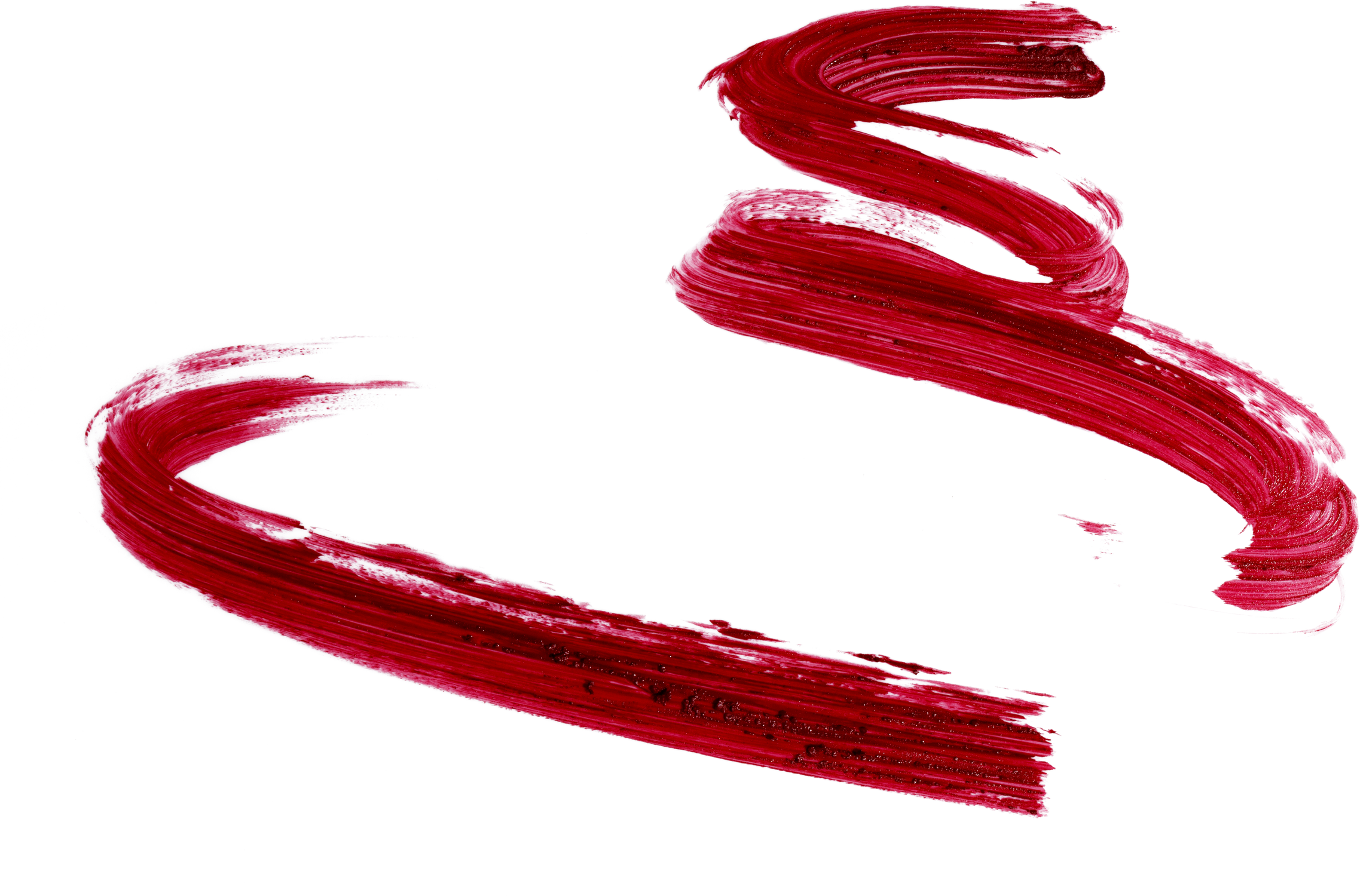 Stain swatch of a red matte lipstick on transparent background